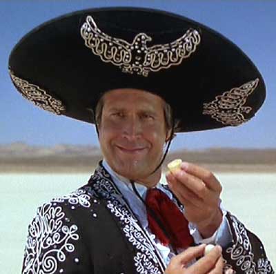 Three Amigos: Somehow this idiot has water to waste and lip balm�