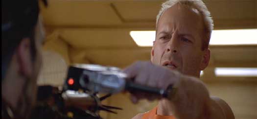 The Fifth Element: Korben Dallas, ex-soldier, doesn't take well to stick-ups.