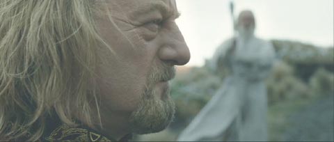 Lord of the Rings: The Two Towers: His vigor restored by Gandalf, King Théoden mourns the death of his son.