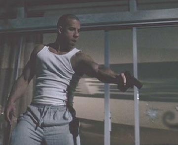 A Man Apart: Sean's reaction to assassins surprising him and Stacy while they slept.