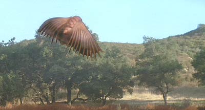 The Adventures of Buckaroo Banzai Across the 8th Dimension: A Black Lectroid shuttle careens out of the sky.