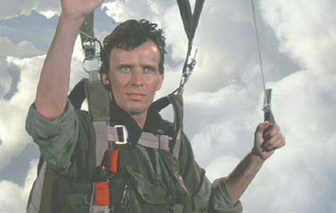 The Adventures of Buckaroo Banzai Across the 8th Dimension: Buckaroo parachutes out of the explosion that destroys Whorfin.