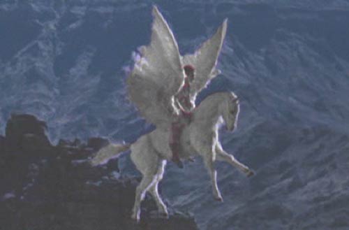 Clash of the Titans: Perseus and Pegasus chase the vulture carrying Andromeda.