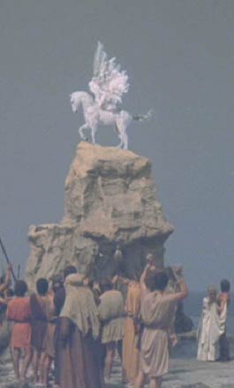 Clash of the Titans: Pegasus celebrates Perseus' victory.