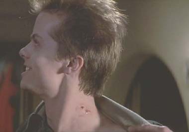 Fright Night: Stephen Geoffreys' energetic performance as Evil Ed - here, recently bitten - was one of the high points of this movie.