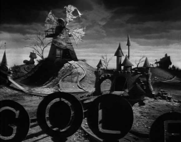 Frankenweenie: A windmill in an abandoned miniature golf course that hints at things to come from Tim Burton.
