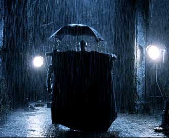 Hellboy: Grigori Rasputin (Karel Roden) under the umbrella.