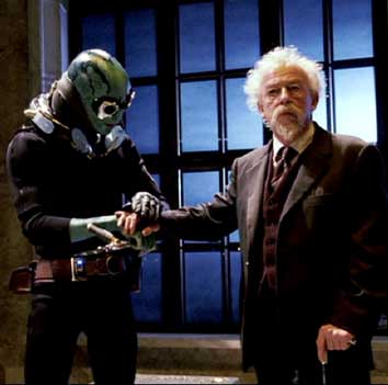 Hellboy: John Hurt as Professor Broom with Doug Jones as Abe Sapien.

