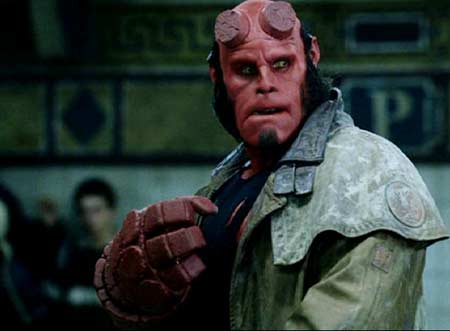 Hellboy: Hellboy in the subway.