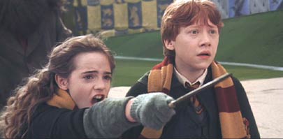 Harry Potter and the Chamber of Secrets: Hermione is quick on the wand to save Harry.