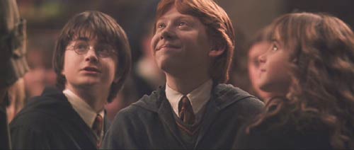 Harry Potter and the Chamber of Secrets: Harry, Ron and Hermione welcome Hagrid back.