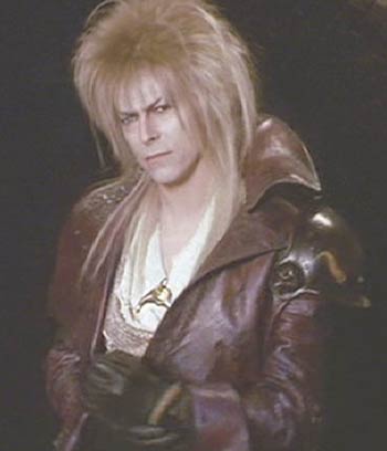 Labyrinth: David Bowie as the Jareth the Goblin King, fetching in his leather ensemble.