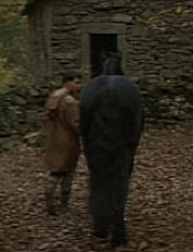 Ladyhawke: Matthew Broderick as the Mouse, telling the Friesian stallion Goliath about a "teeny little man named David."