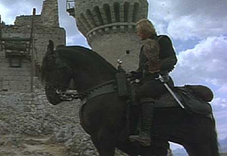 Ladyhawke: Navarre at Imperius' castle, rejecting the old monk's plan to break the curse.