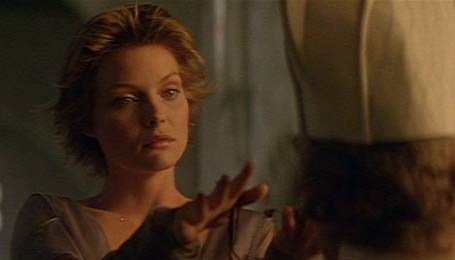Ladyhawke: Isabeau confronts the Bishop with her jesses, the remains of her half-life as a hawk.