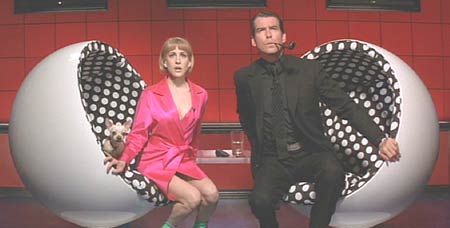 Mars Attacks: Nathalie's interview of Professor Kessler is interrupted by a Martian broadcast.