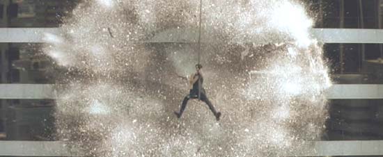 The Matrix: Trinity narrowly escapes the helicopter crash.