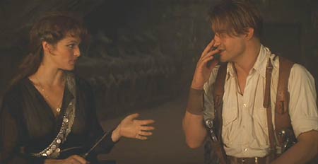 The Mummy (1999): Rick and Evie getting to know each other by the fire.