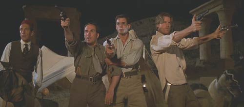 The Mummy (1999): Dr. Allen Chamberlain (Jonathan Hyde), Mr. Daniels (Corey Johnson), Mr. Burns (Tuc Watkins) and Mr. Henderson (Stephen Dunham)