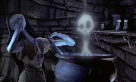 Nightmare Before Christmas: Sally is cooking for the scientist who made her and imprisons her.