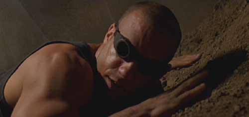 Pitch Black: Riddick's excellent night vision comes in handy for scoping out aliens, but he's not perfect.