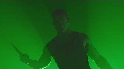 Pitch Black: By the light of a flare, Riddick and Johns' final showdown. Another brilliant use of light in a movie characterized by darkness. Congratulations to director Twohy.