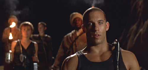 Pitch Black: Riddick faces the prospect of leading the group through the canyon.