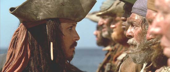 Pirates of the Caribbean: Jack examines his crew.