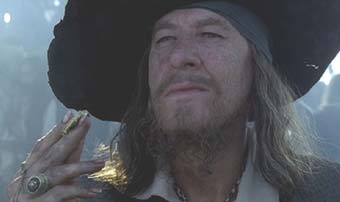 Pirates of the Caribbean: Barbossa contemplates his victory.