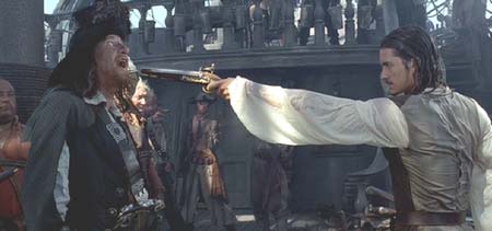Pirates of the Caribbean: Will threatens Barbossa, who cannot die.