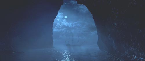 Pirates of the Caribbean: The Pearl by moonlight.