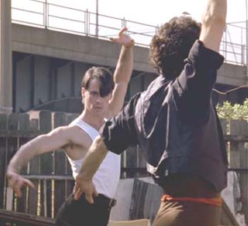 Strictly Ballroom: Fran's dad (Antonio Vargas) coaching Scott. The old man is in excellent shape.