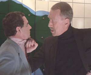 Strange Brew: Brewmeister Smith (the incomparable Max von Sydow) intimidates Claude Elsinore (Paul Dooley).