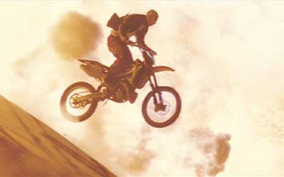 XXX: One of the kind of stunts XXX is known for - this one was pretty sweet. Buy the Special Edition DVD and get a look at the rider really jumping this buuilding as it explodes. Pretty amazing.