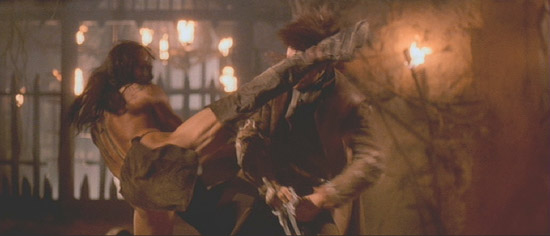 Brotherhood of the Wolf: Mani (Mark Dacascos) looks just as good moving as standing still, and can he fight.
