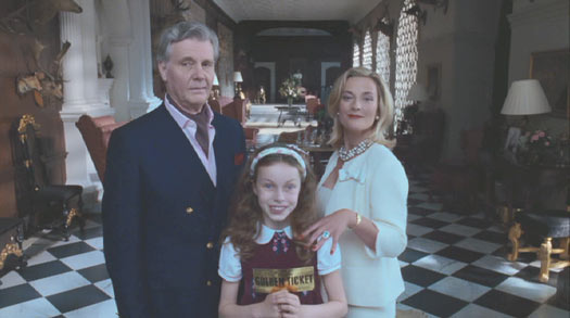 Charlie and the Chocolate Factory: The Salts: Veruca (Julia Winter) and her parents (James Fox and Francesca Hunt).