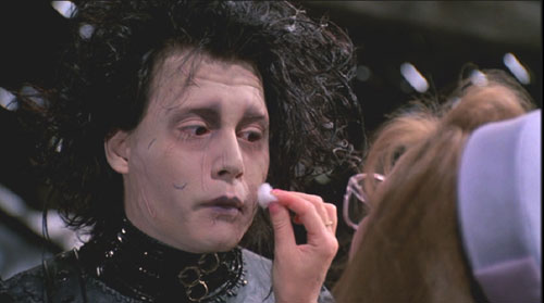 Edward Scissorhands: Peg applies a little astringent.