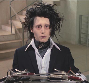 Edward Scissorhands: Edward applies for a bank loan to finance a hair salon.