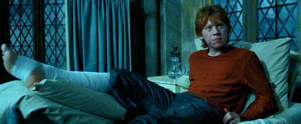 Harry Potter and the Prisoner of Azkaban: Ron Weasley in the hospital, recovering from dog bite.