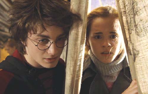 Harry Potter and the Goblet of Fire: Hermione chatting about dragon strategy with Harry.